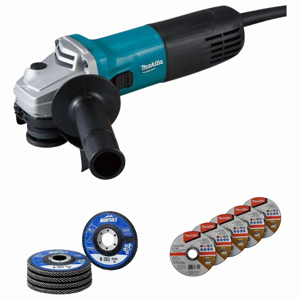 Esmeriladora Makita M9507B 4-1/2 + 10 Discos GRATIS (5 Makita + 5 Nortuls)