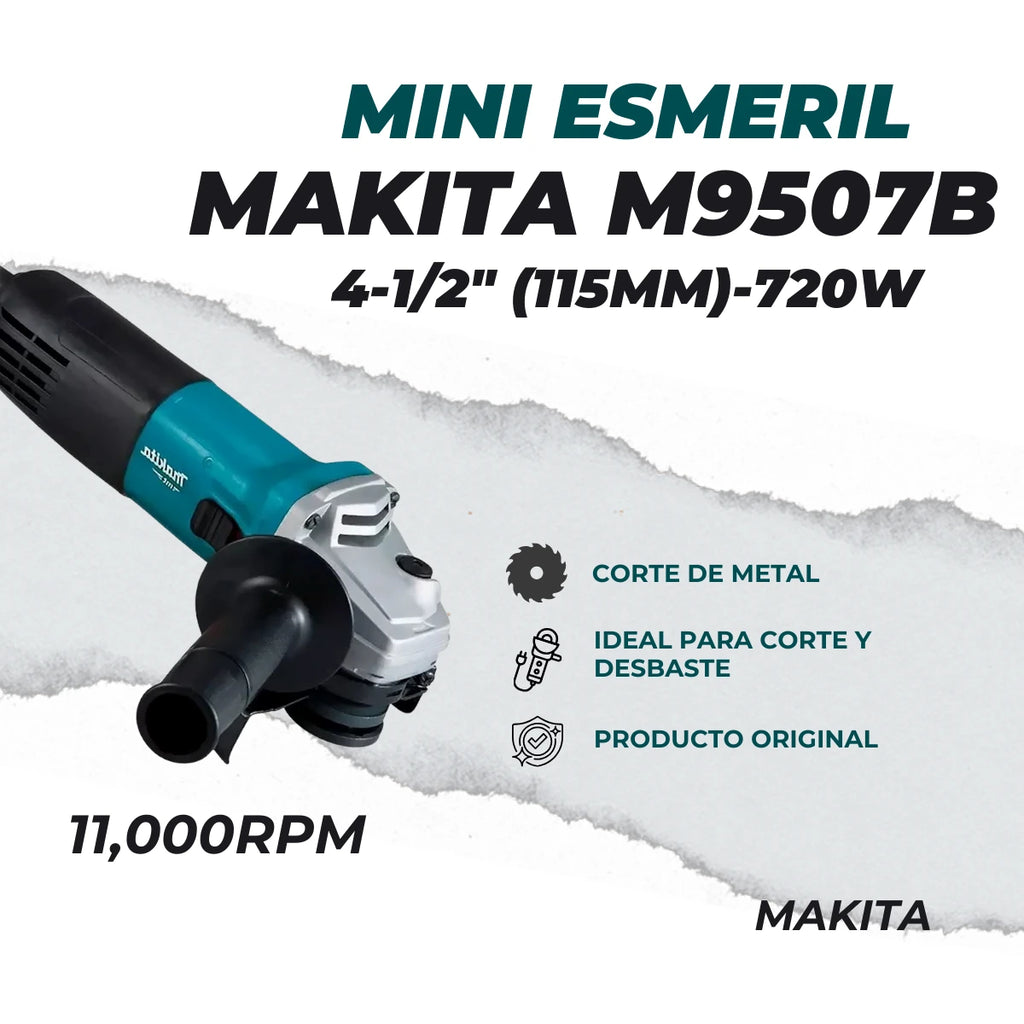 Esmeriladora Makita M9507B 4-1/2 + 10 Discos GRATIS (5 Makita + 5 Nortuls)