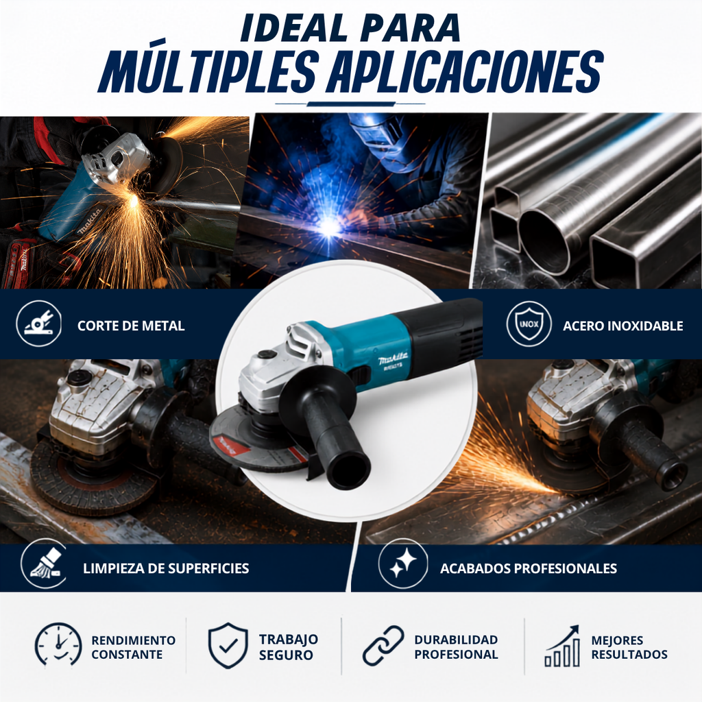Esmeriladora Makita M9507B 4-1/2 + 10 Discos GRATIS (5 Makita + 5 Nortuls)