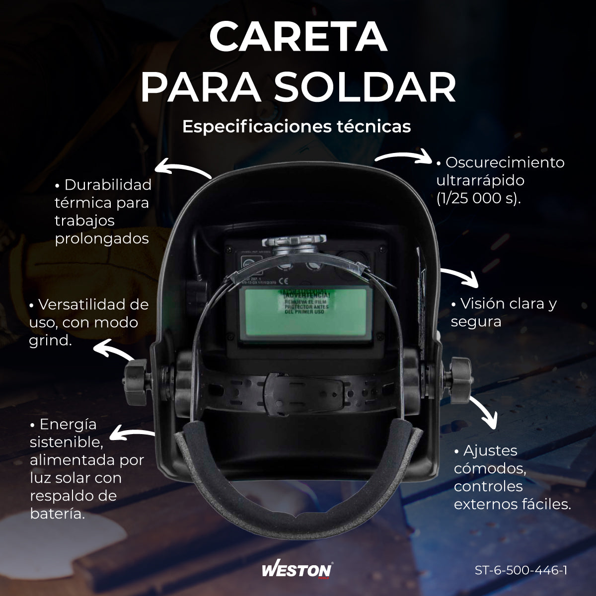 CARETA P/SOLDAR ELEC. SENCILLA COLOR AZUL ST‑6‑500‑446‑1