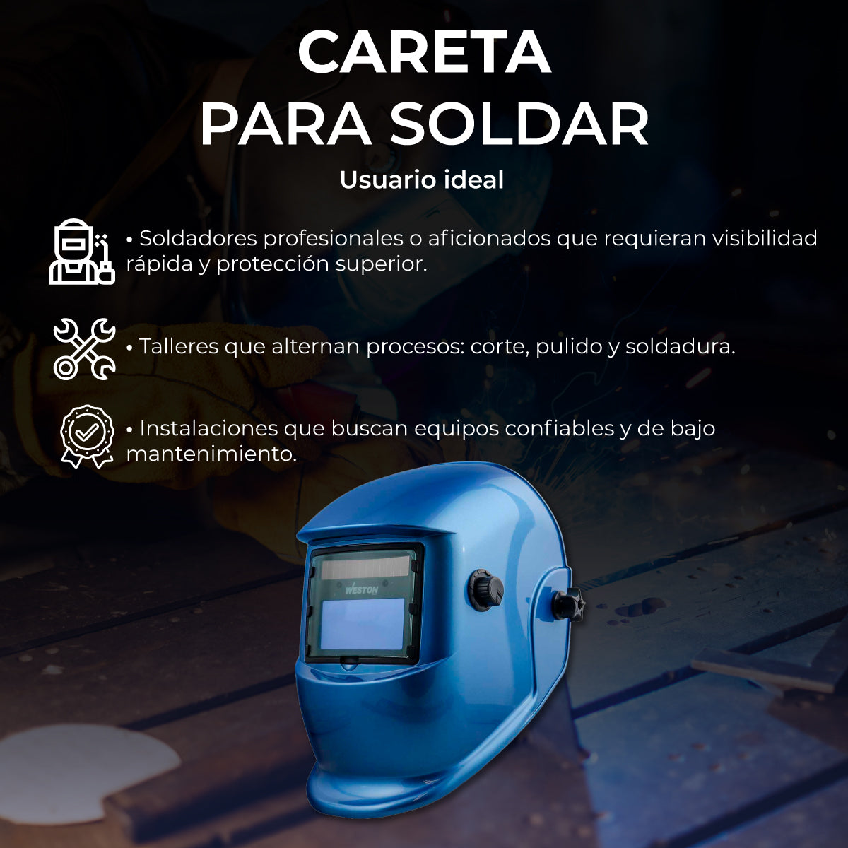 CARETA P/SOLDAR ELEC. SENCILLA COLOR AZUL ST‑6‑500‑446‑1