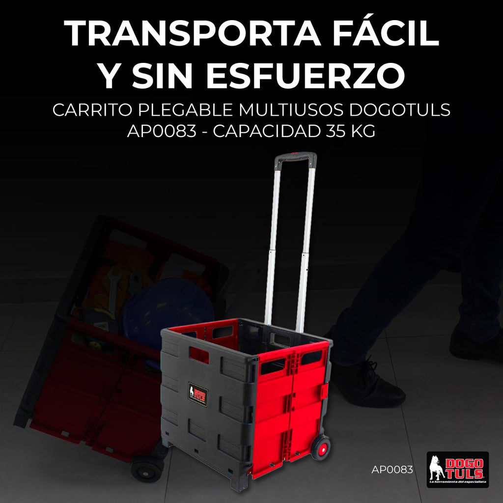 Carrito Plegable Multiusos de Plástico con Ruedas 35kg de Capacidad Dogotuls AP0083