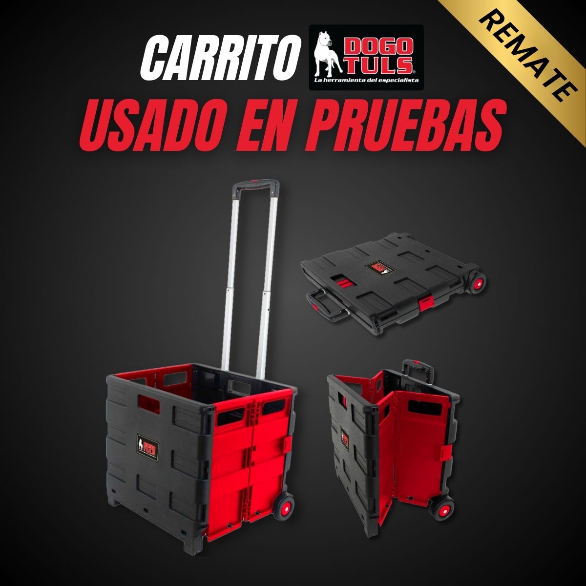 Carrito Plegable Multiusos de Plástico con Ruedas 35kg de Capacidad Dogotuls AP0083 (Producto usado para pruebas)