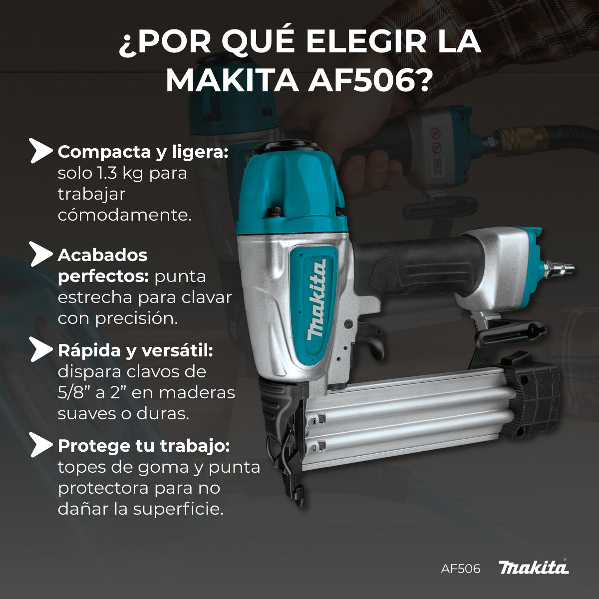 Clavadora Makita Neumatica Cal.18 Af506 (antes Af505)