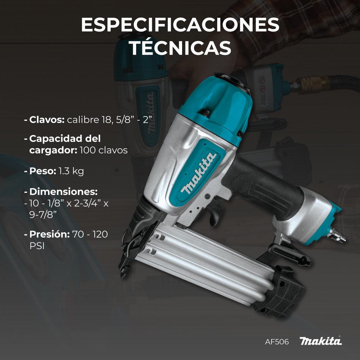 Clavadora Makita Neumatica Cal.18 Af506 (antes Af505)