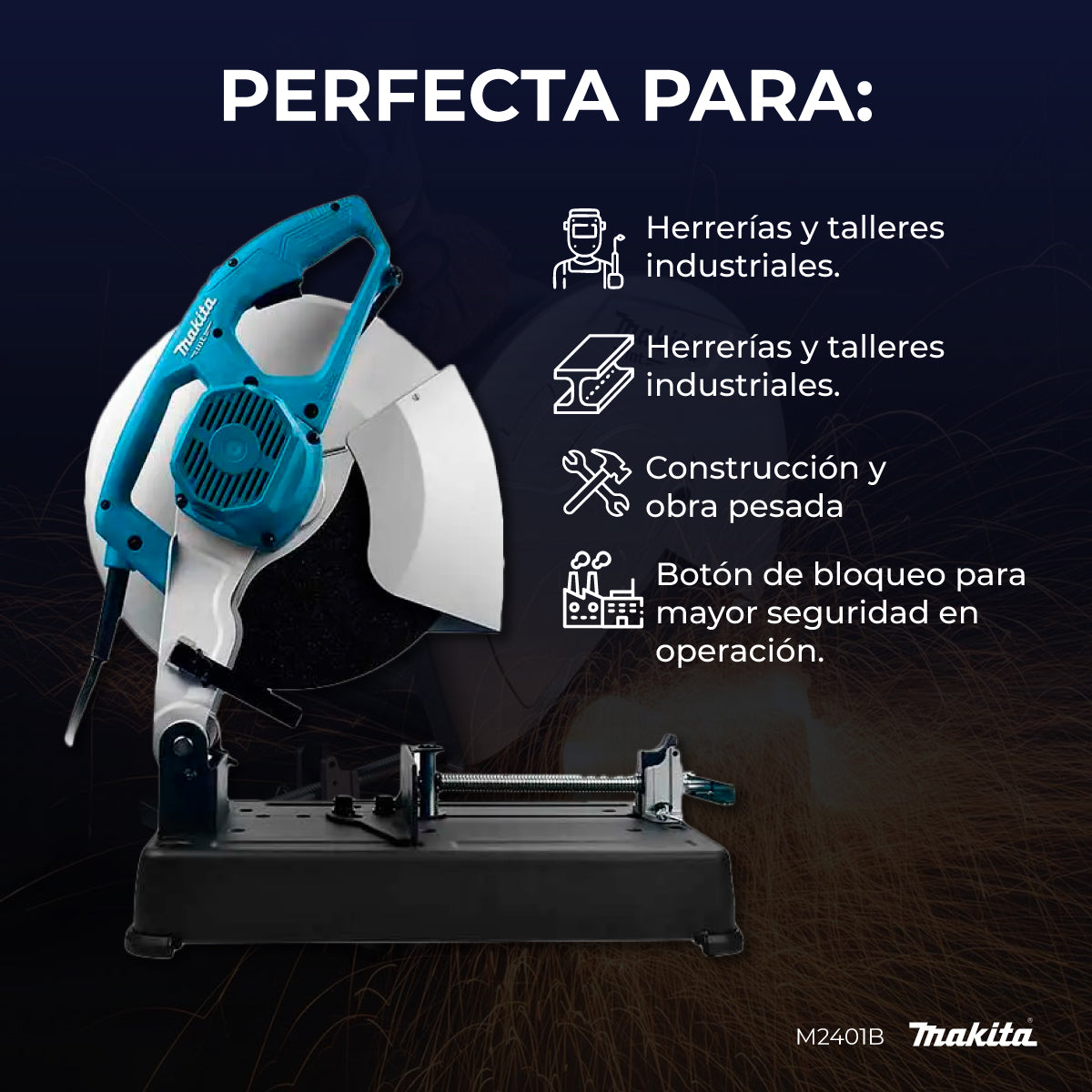 Cortadora De Metal Makita M2401b 14 2000w 3800rpm Cable 2.5m