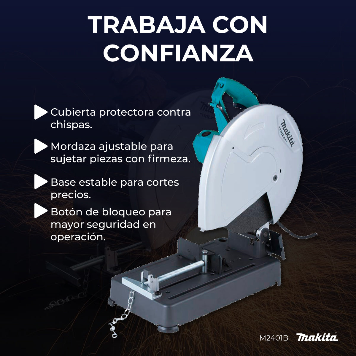 Cortadora De Metal Makita M2401b 14 2000w 3800rpm Cable 2.5m