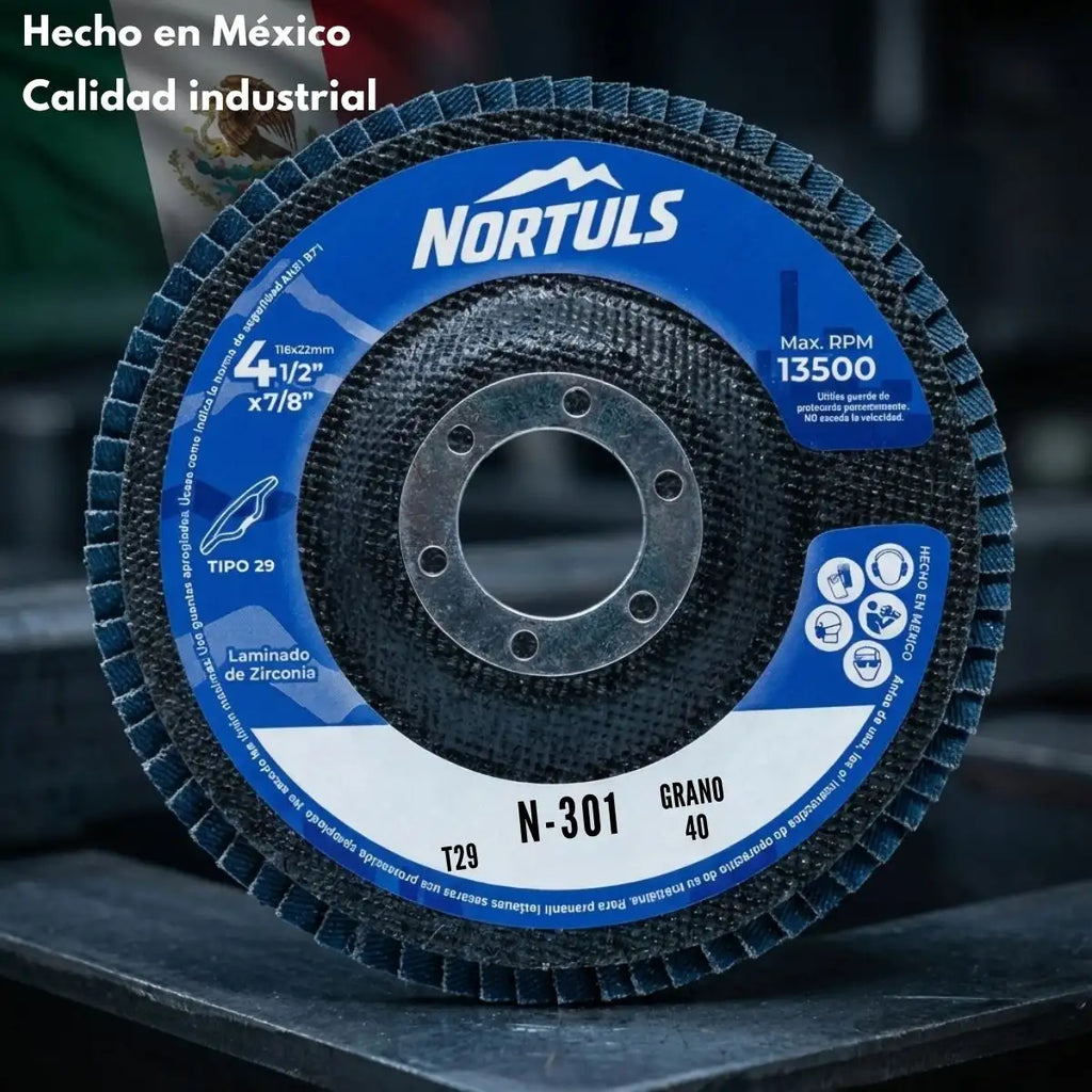 DISCO LAMINADO 4-1/2" ZIRCONIA G-40 NORTULS N-301 (PAQUETE 10PIEZAS)