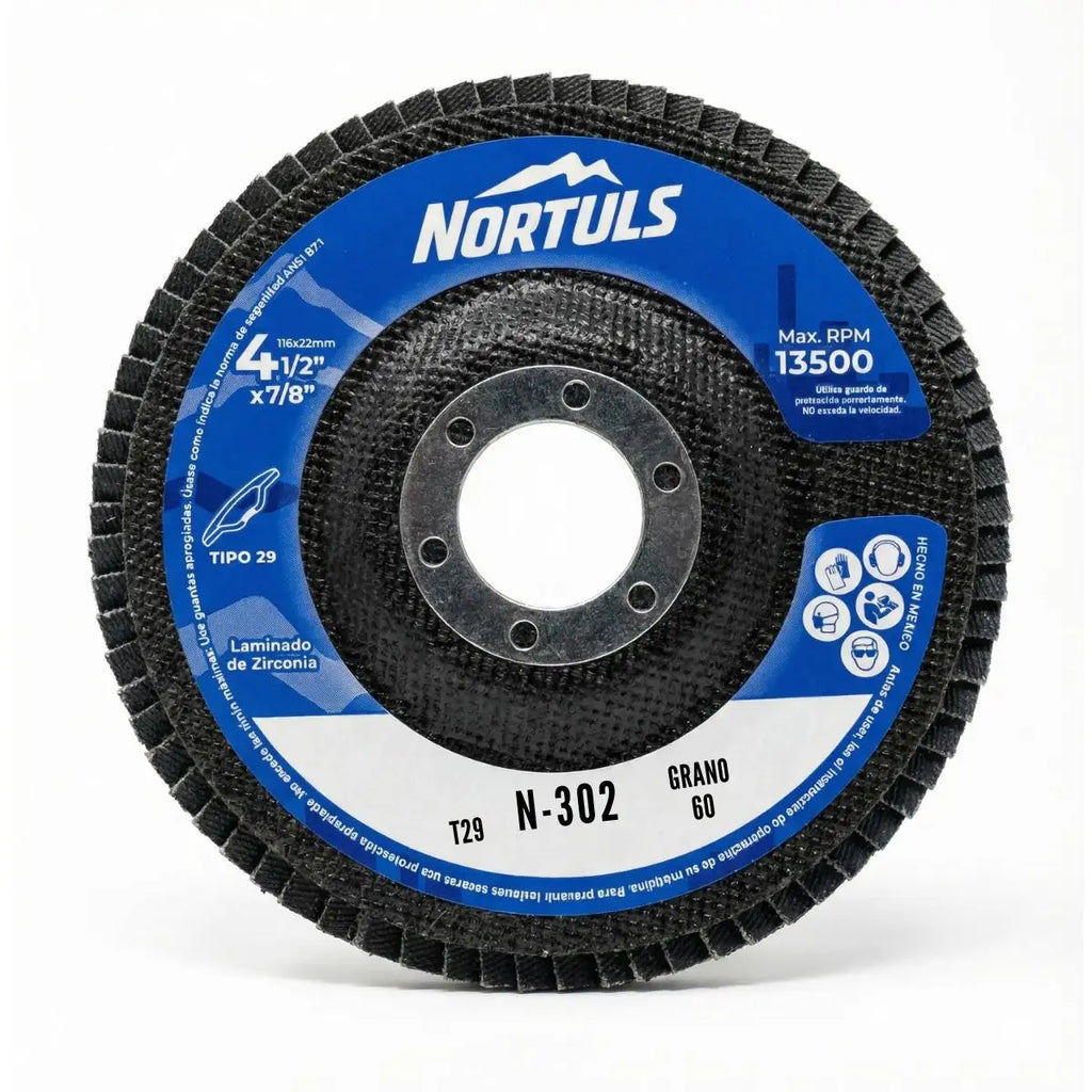 DISCO LAMINADO 4-1/2" ZIRCONIA G-60 NORTULS N-302 (PAQUETE 10 PIEZAS)