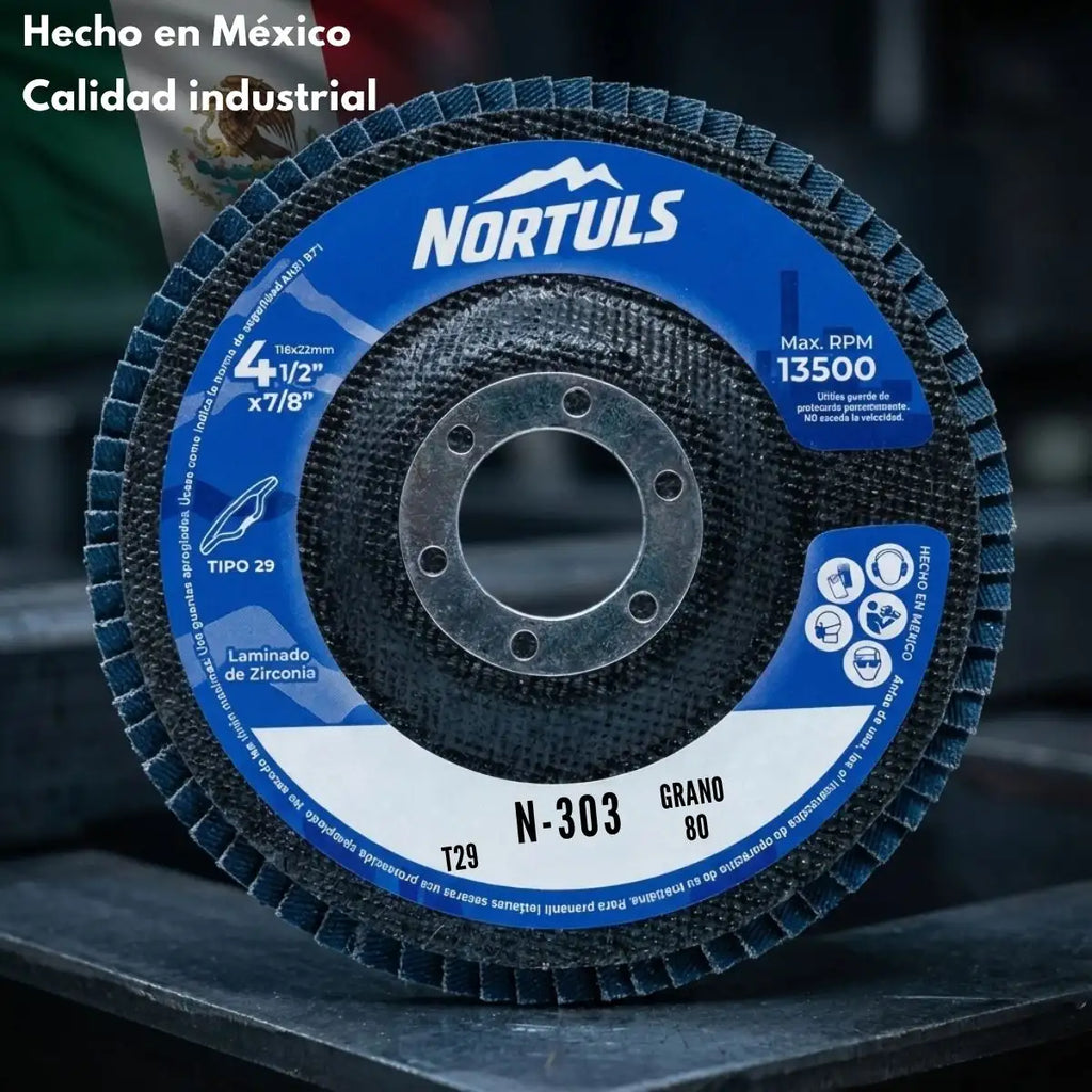 DISCO LAMINADO 4-1/2" ZIRCONIA G-80 NORTULS N-303 (PAQUETE 20 PIEZAS)