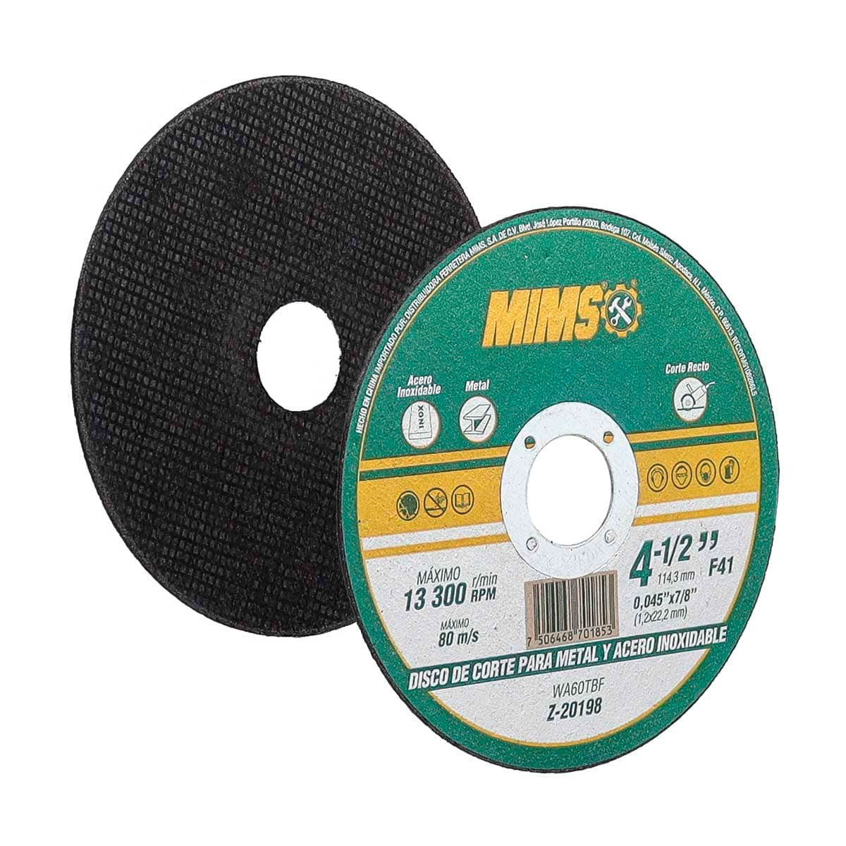 Disco Corte Acero 4-1/2 Inoxidable Y Metal Paquete 50 Piezas